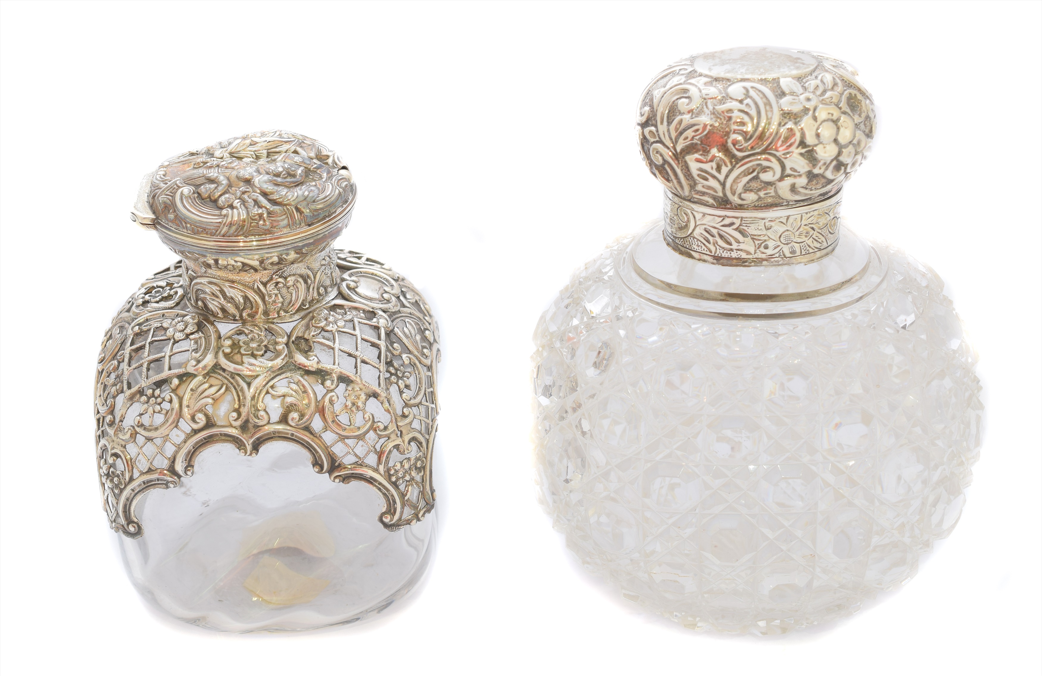 Two Victorian silver lidded jars,