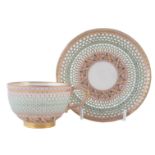 Royal Worcester reticulated cup and saucer by George Owen,