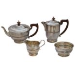 A 1930s silver four piece tea set,