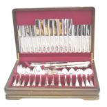 An Elizabeth II 97 piece canteen of silver and silver handled 'King's pattern' cutlery,