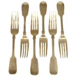 Six Victorian silver dinner forks,