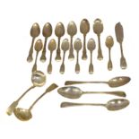 A selection of George III and later silver flatware,