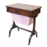 Mid 19th century figured mahogany sewing table