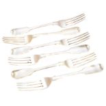 Six Victorian silver dessert forks,