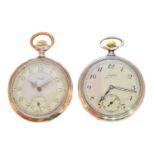 Two silver Junghans open face pocket watches,