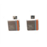 A pair of Tag Heuer 'Blue Orange Stripe Monaco' cufflinks,