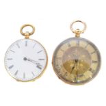 Two 18ct gold fob watches,