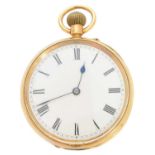 An Edwardian 18ct gold open face pocket watch,