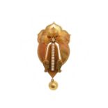 A late 19th century Swedish 18ct gold split pearl brooch by G Dahlgren & Co.,