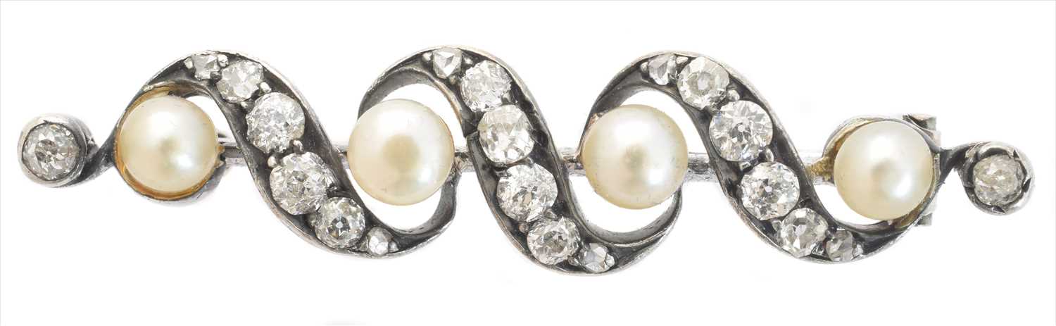 A Victorian pearl and diamond brooch,