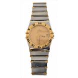 A gents stainless steel Omega Constellation quartz wristwatch,