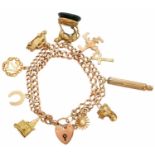 A 9ct gold charm bracelet,