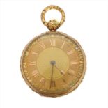A Victorian 18ct gold open face pocket watch by Litherland Davies & Co.,