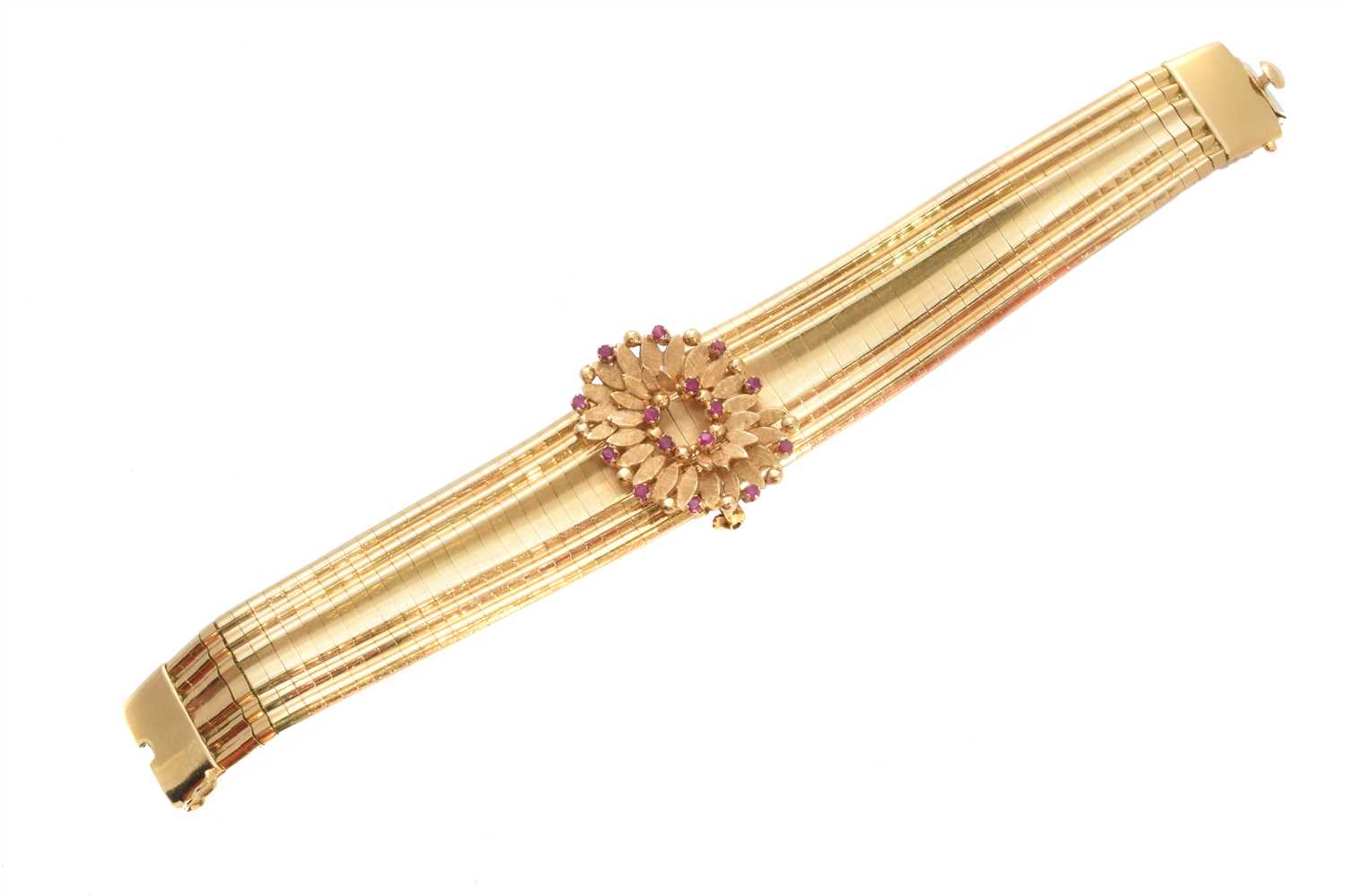 An 18ct gold ruby bracelet,