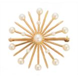 A cultured pearl brooch,