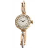 An early 20th century ladies 18ct gold and diamond cased wristwatch,
