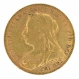 Queen Victoria, Sovereign, 1899, VF.