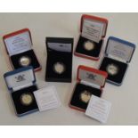 Collection of six Royal Mint, Queen Elizabeth II BU One Pound coins, in original cases (6).