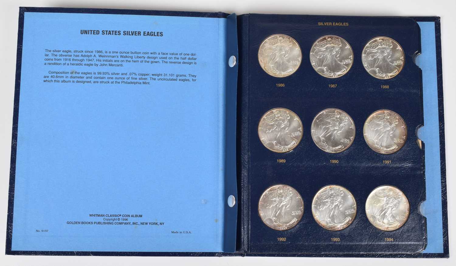 One album of United States Silver Eagles, 1986-2010.