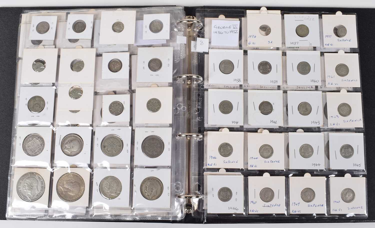 One album of historical mainly silver British coinage dating from George II through to George VI. - Image 8 of 10