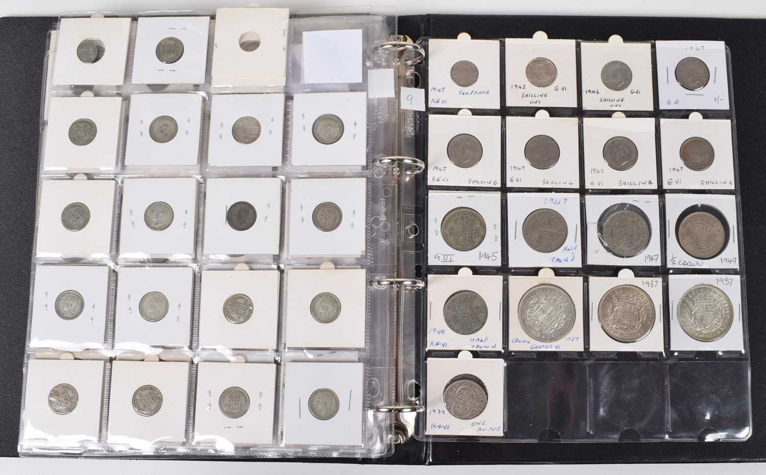 One album of historical mainly silver British coinage dating from George II through to George VI. - Image 9 of 10