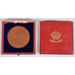 Queen Victoria Diamond Jubilee 1897 bronze medal by G. de Saulles, diameter 56mm, in original fitted