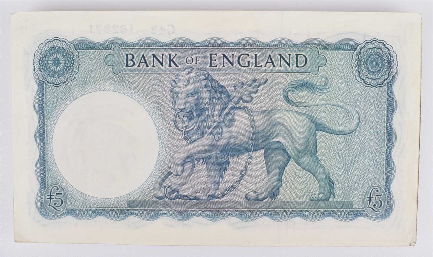 Forty-four Series "B" Helmeted Britannia Issue (February 1957), Five Pounds banknotes (44). - Image 2 of 2