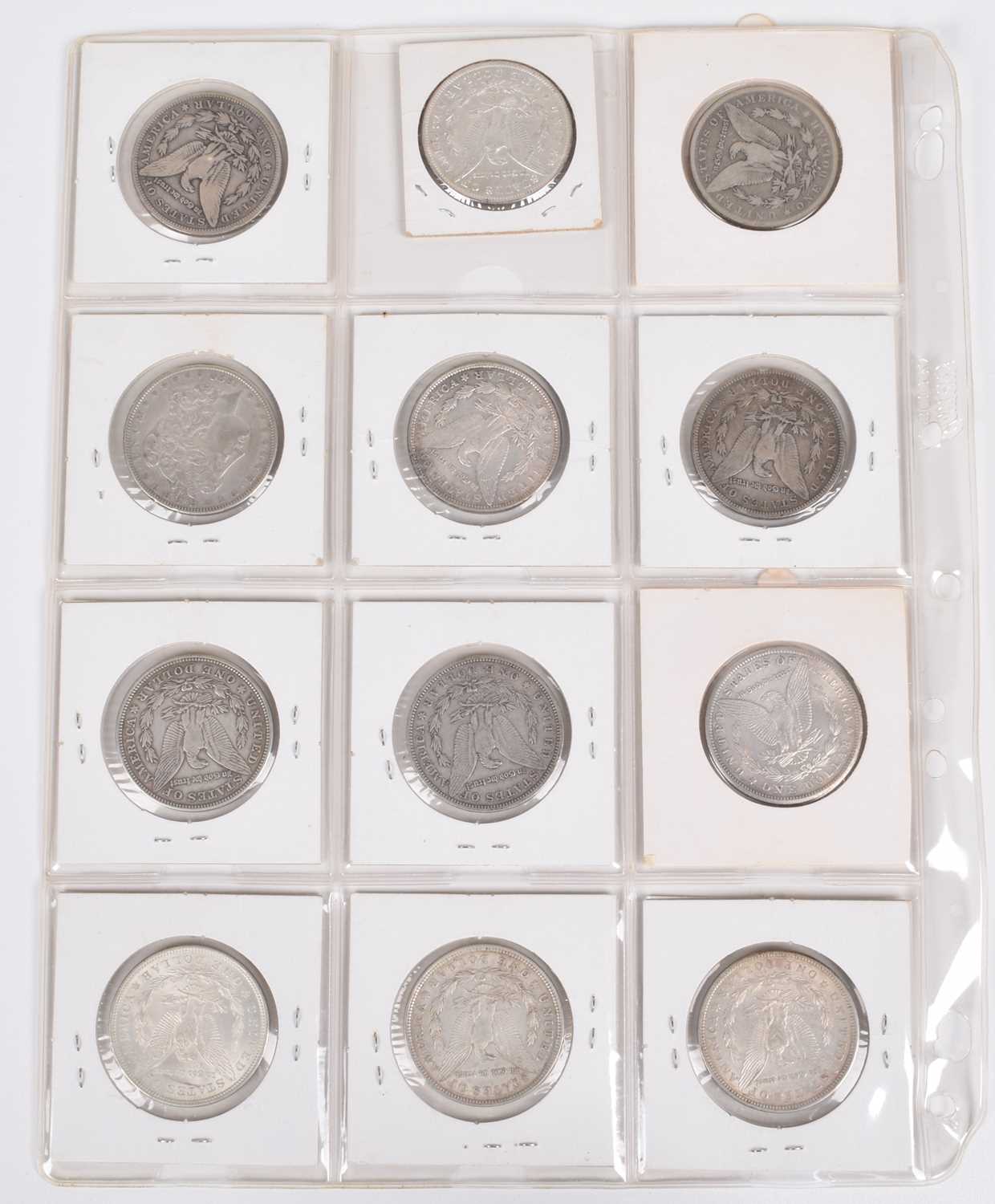 One sheet of silver Morgan Dollars 1883-1921 (12). - Image 2 of 8