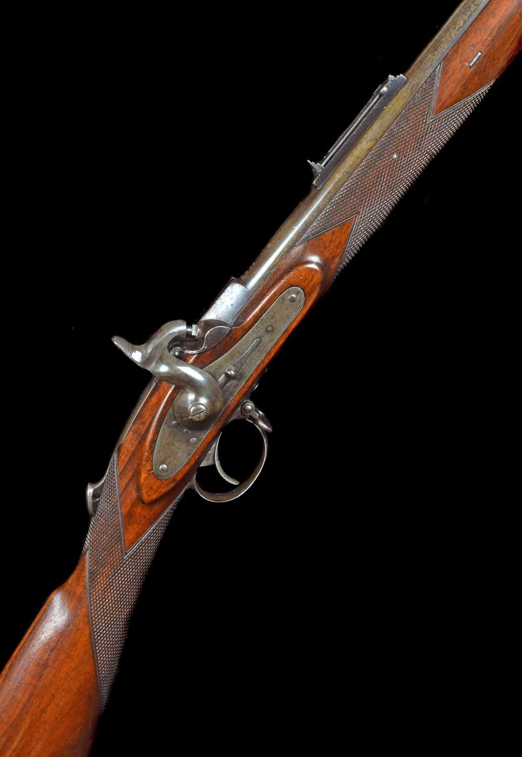 Cased Westley Richards Monkey Tail Rifle serial number 740 with case