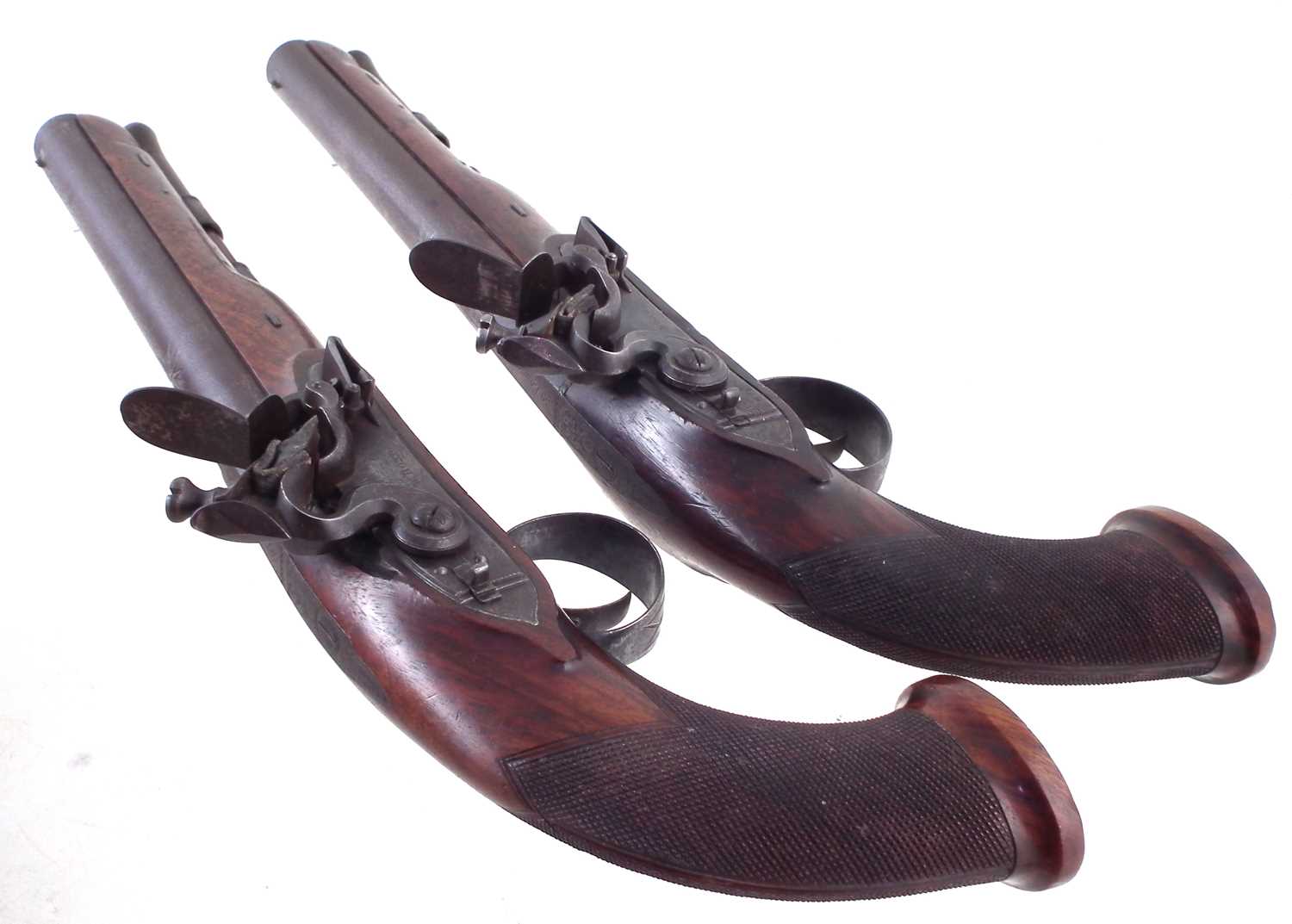 Pair of William Bond pair of 16 bore officer's pistols in later case - Image 15 of 16