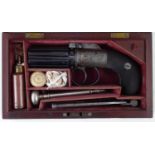 Cased Williams and Powell pepper box .32 calibre cased pistol