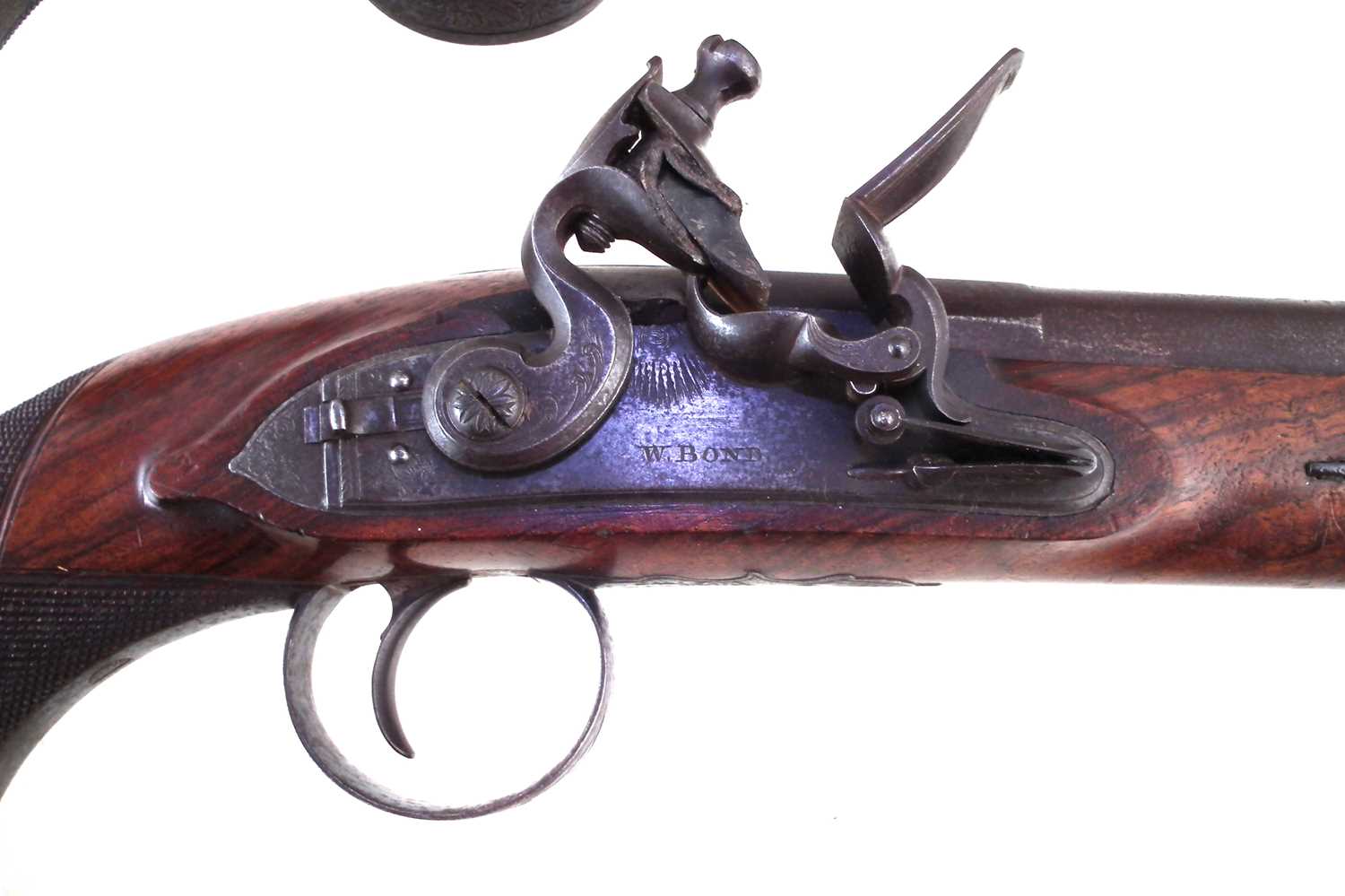 Pair of William Bond pair of 16 bore officer's pistols in later case - Image 7 of 16