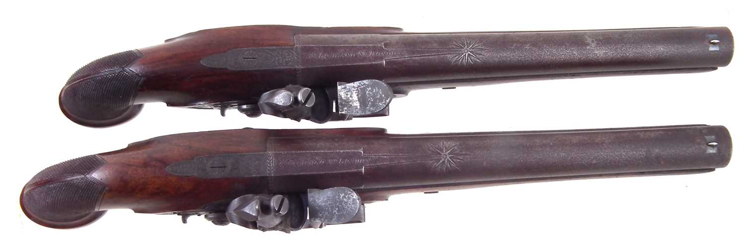 Pair of William Bond pair of 16 bore officer's pistols in later case - Image 10 of 16