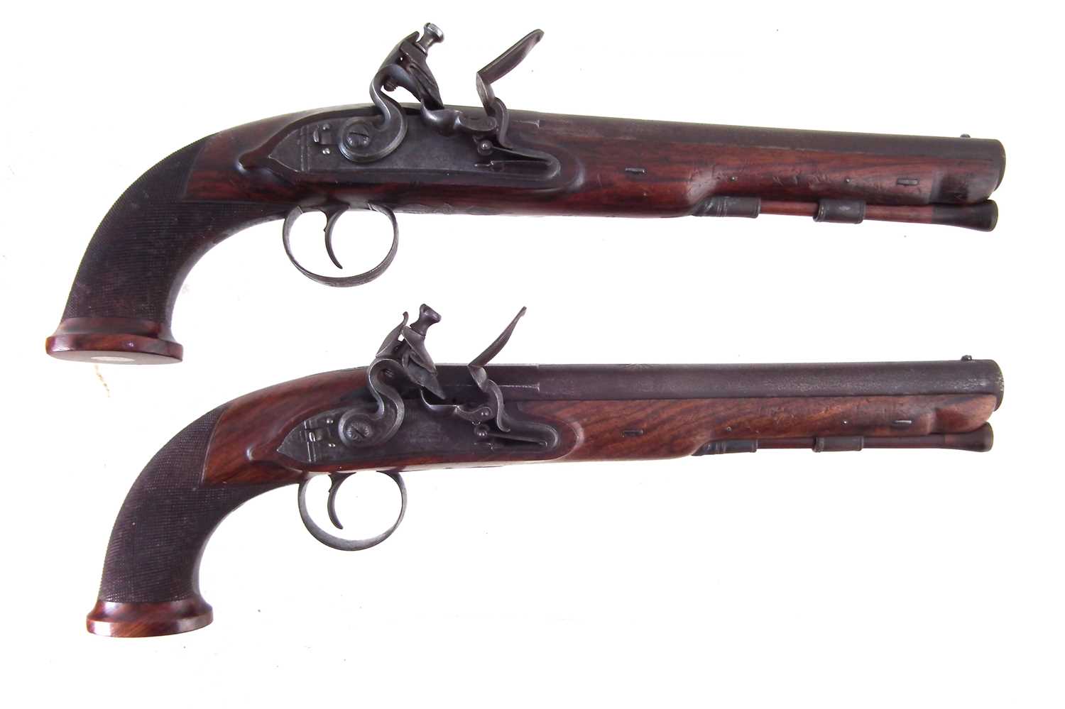 Pair of William Bond pair of 16 bore officer's pistols in later case - Image 6 of 16