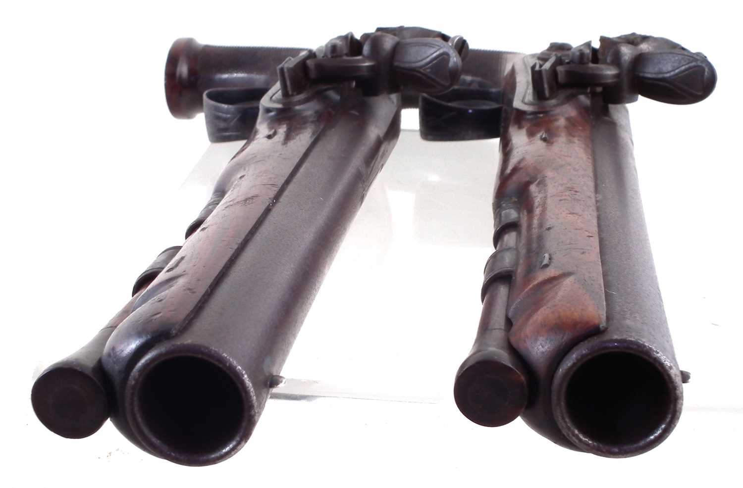 Pair of William Bond pair of 16 bore officer's pistols in later case - Image 13 of 16