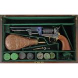 20th century Colt Dragoon .44 muzzle loading revolver number 25587 with case and box and belt