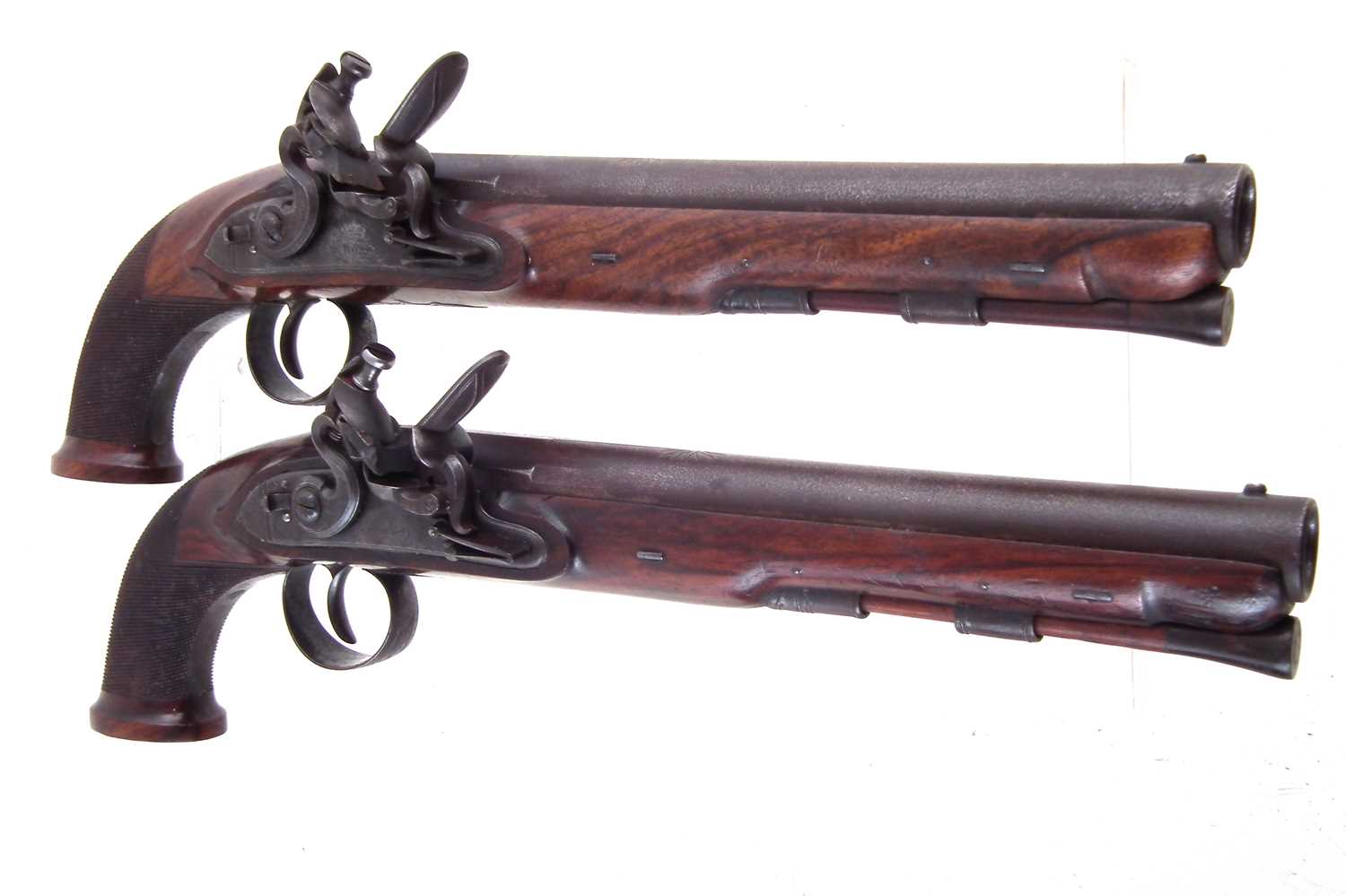 Pair of William Bond pair of 16 bore officer's pistols in later case - Image 14 of 16