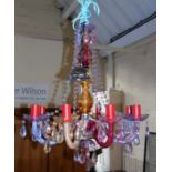 Coloured acrylic and glass branch chandelier