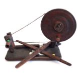 Country made oak and elm lace bobbin winding machine 42cm wide.