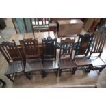 George III oak harlequin set of 6 dining chairs on turned legs