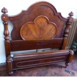 Victorian mahogany 4'6" bedhead and foot (foot end cut down).