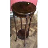 Edwardian mahogany plant stand, 95cm high, diameter 32cm.