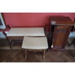 Edwardian duet stool, stool and Edwardian bedside cabinet.