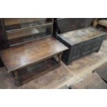 17th century design oak blanket box and coffee table.