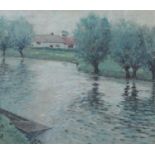 H. Markham, River scene, pastel.