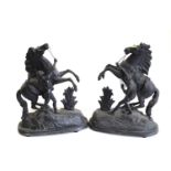 A pair of 19th century Spelter figures Marley Horses