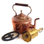 Victorian brass meat jack stamped G. Salter & Geo. copper kettle.