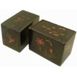 Two lacquered tea boxes with sliding lids