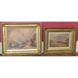 Two 19th century framed watercolours of continental mountain scenes