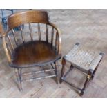 Late Victorian bentwood office chair and small stool